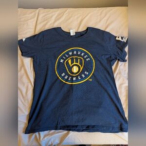 Milwaukee Brewers Adult Navy Blue T-Shirt Large